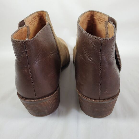 Madewell The Cait Ankle Boots Sz 7 Leather Suede Tan Brown Ankle Booties - Picture 6 of 9